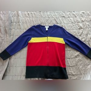 Zip up sweater, multi colored!